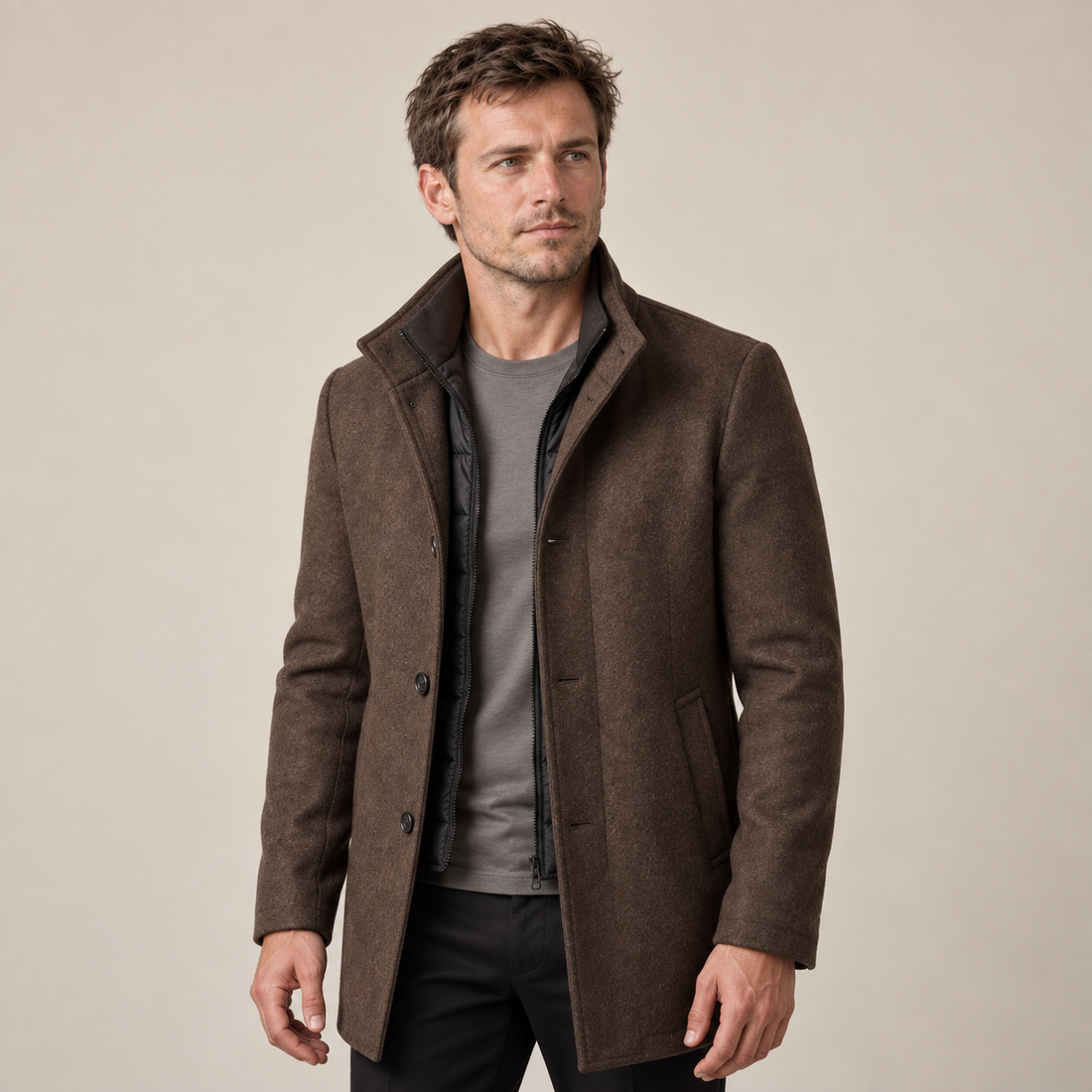 Men's Stand Collar Overcoat