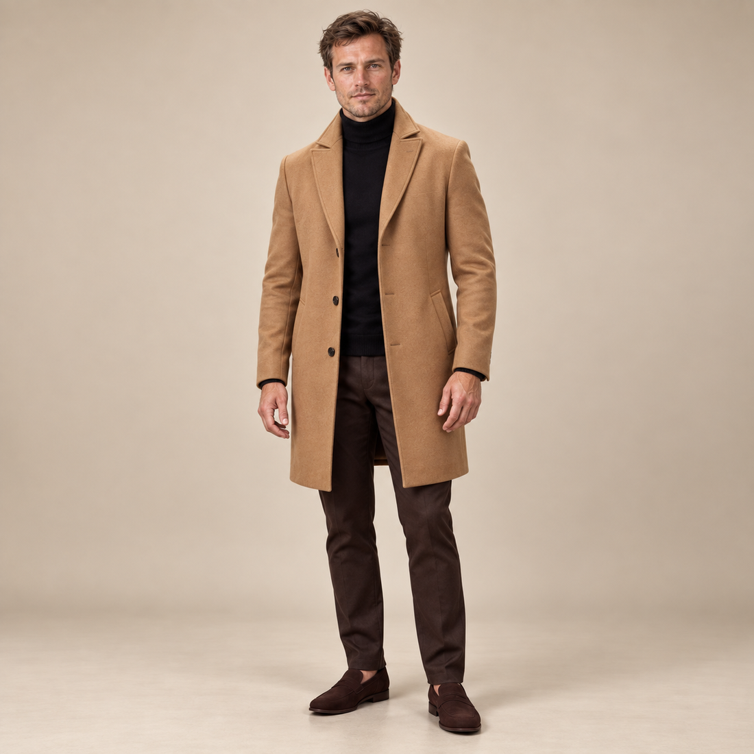 Men's Wool Overcoat Classic Long Coat