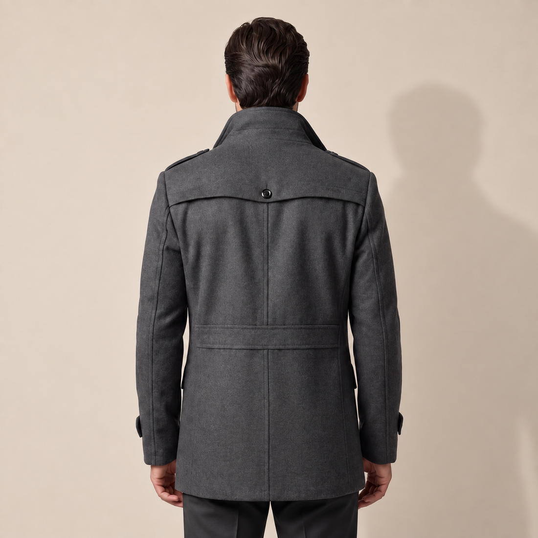 Men's Wool Stand-Collar Overcoat
