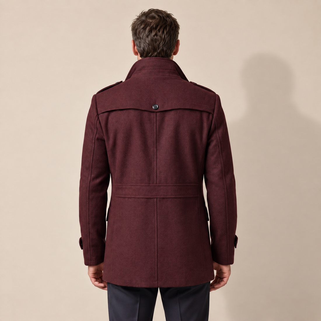 Men's Wool Stand-Collar Overcoat