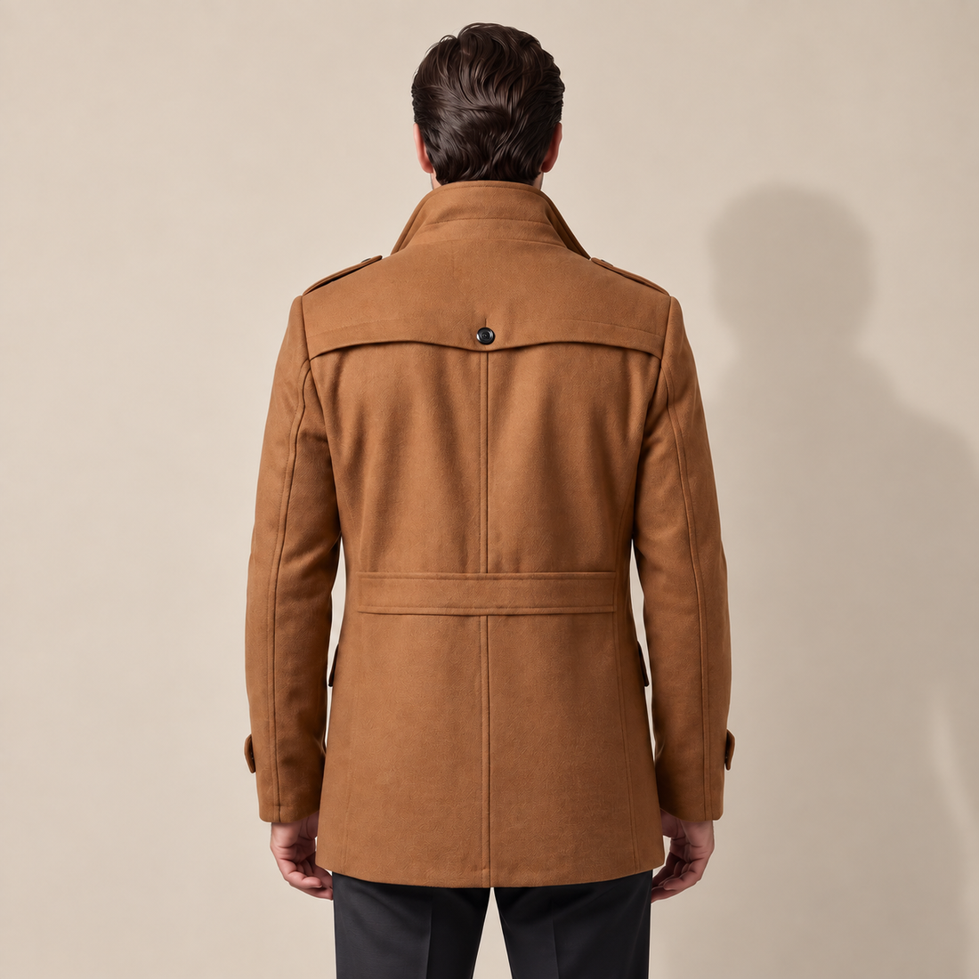 Men's Wool Stand-Collar Overcoat