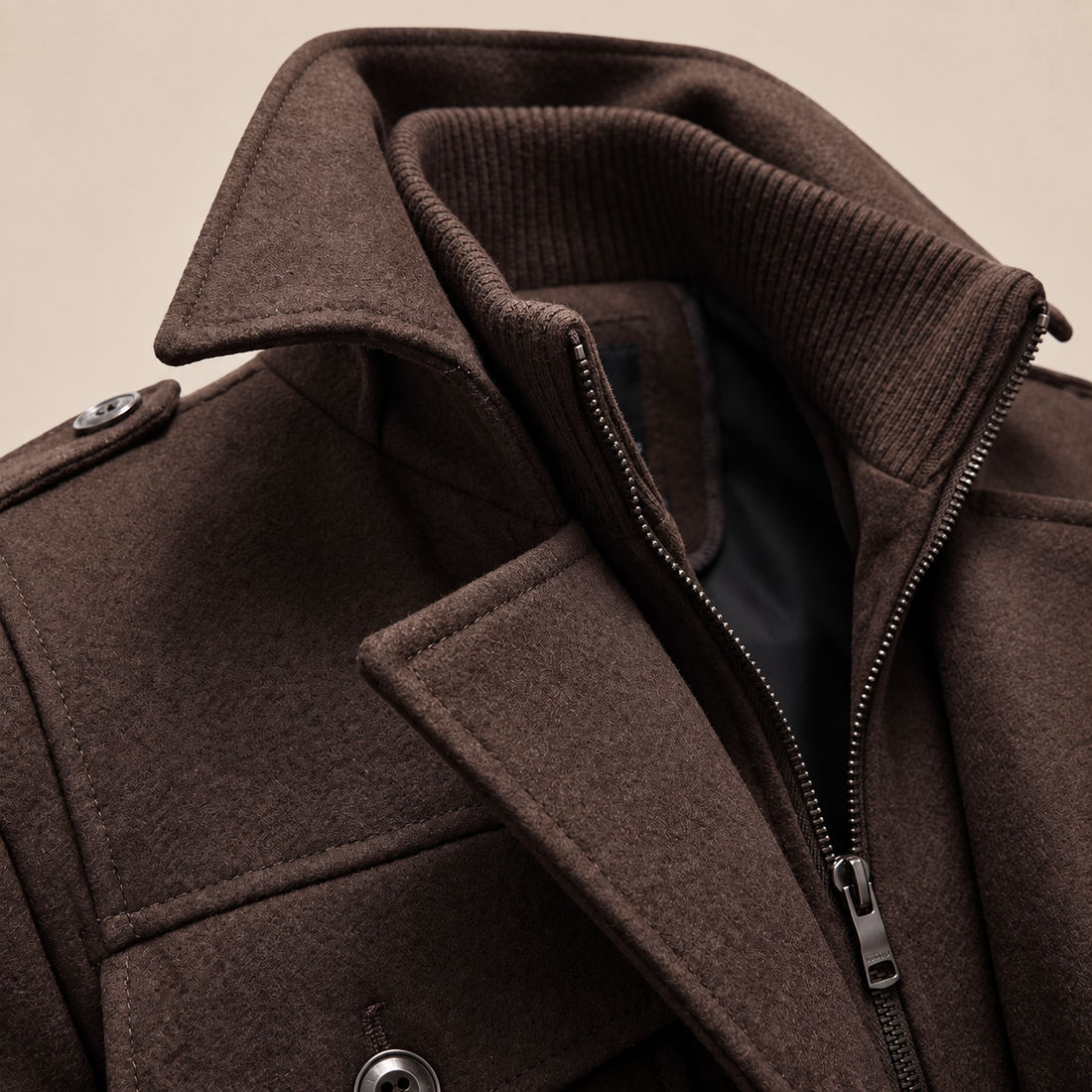 Men's Wool Stand-Collar Overcoat