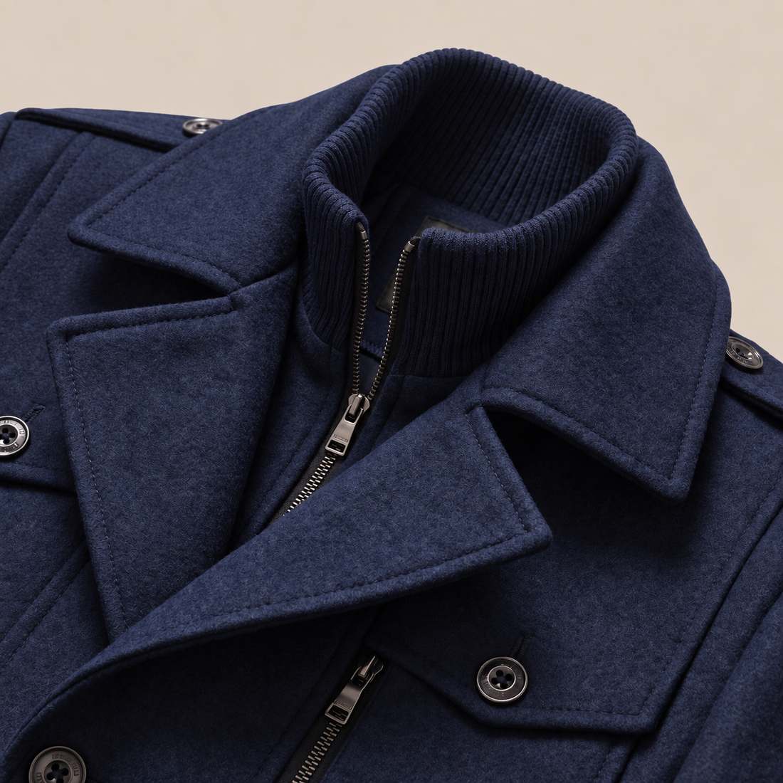 Men's Wool Stand-Collar Overcoat