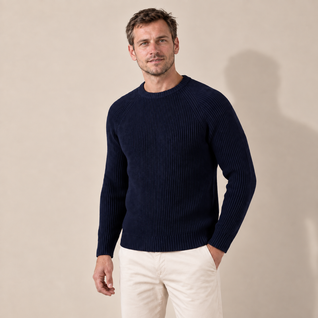 Navy English Rib Crewneck
