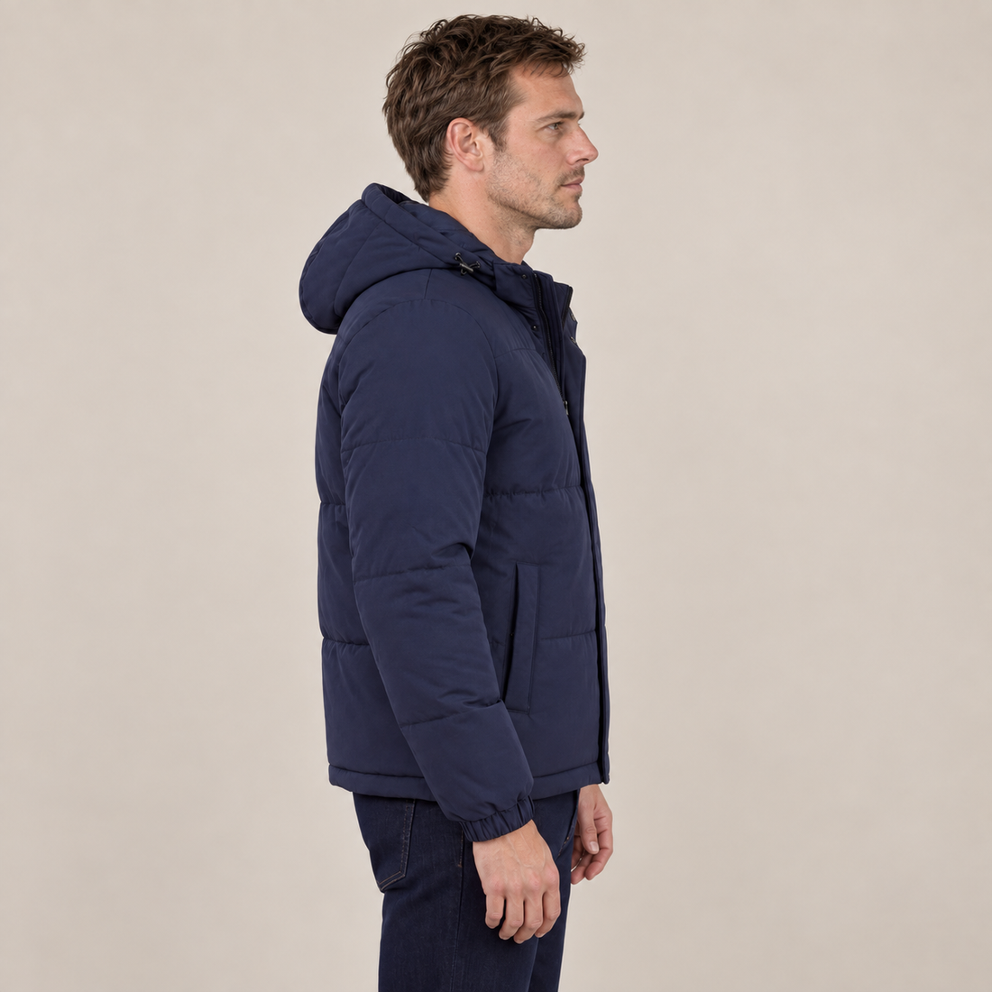 Navy Hooded Puffer Jacket
