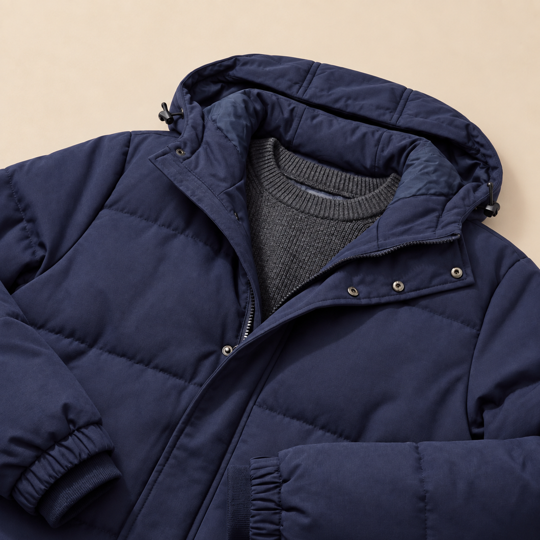 Navy Hooded Puffer Jacket