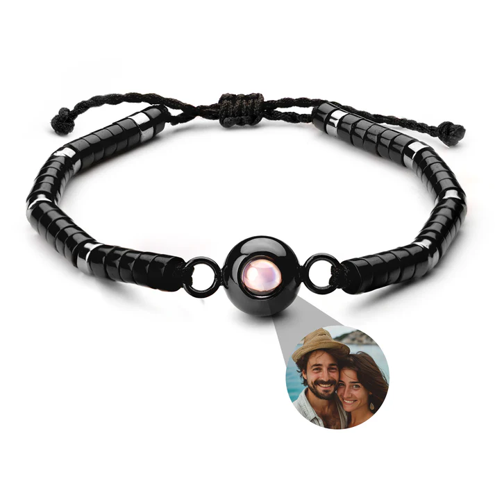 Personalized photo bracelet with your photo - Heishi Gemstone