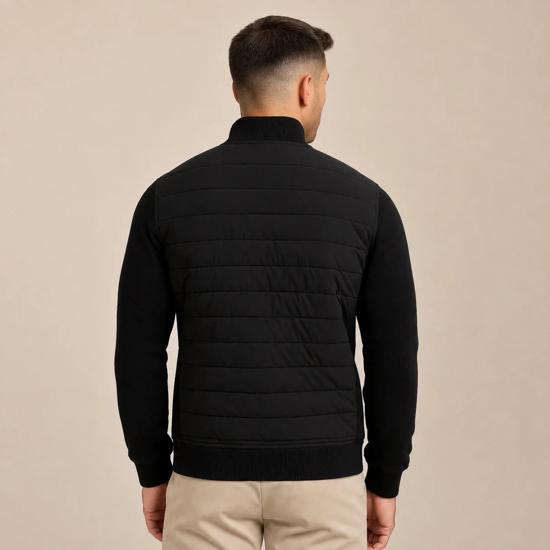 Men's Quilted Jacket Hybrid Knitted Sleeves