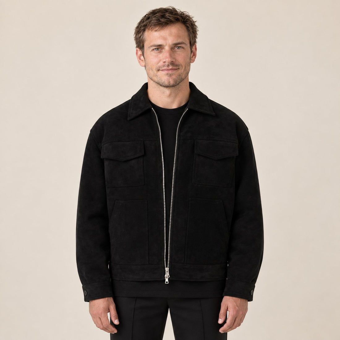 Men's Faux Suede Relaxed-Fit Jacket