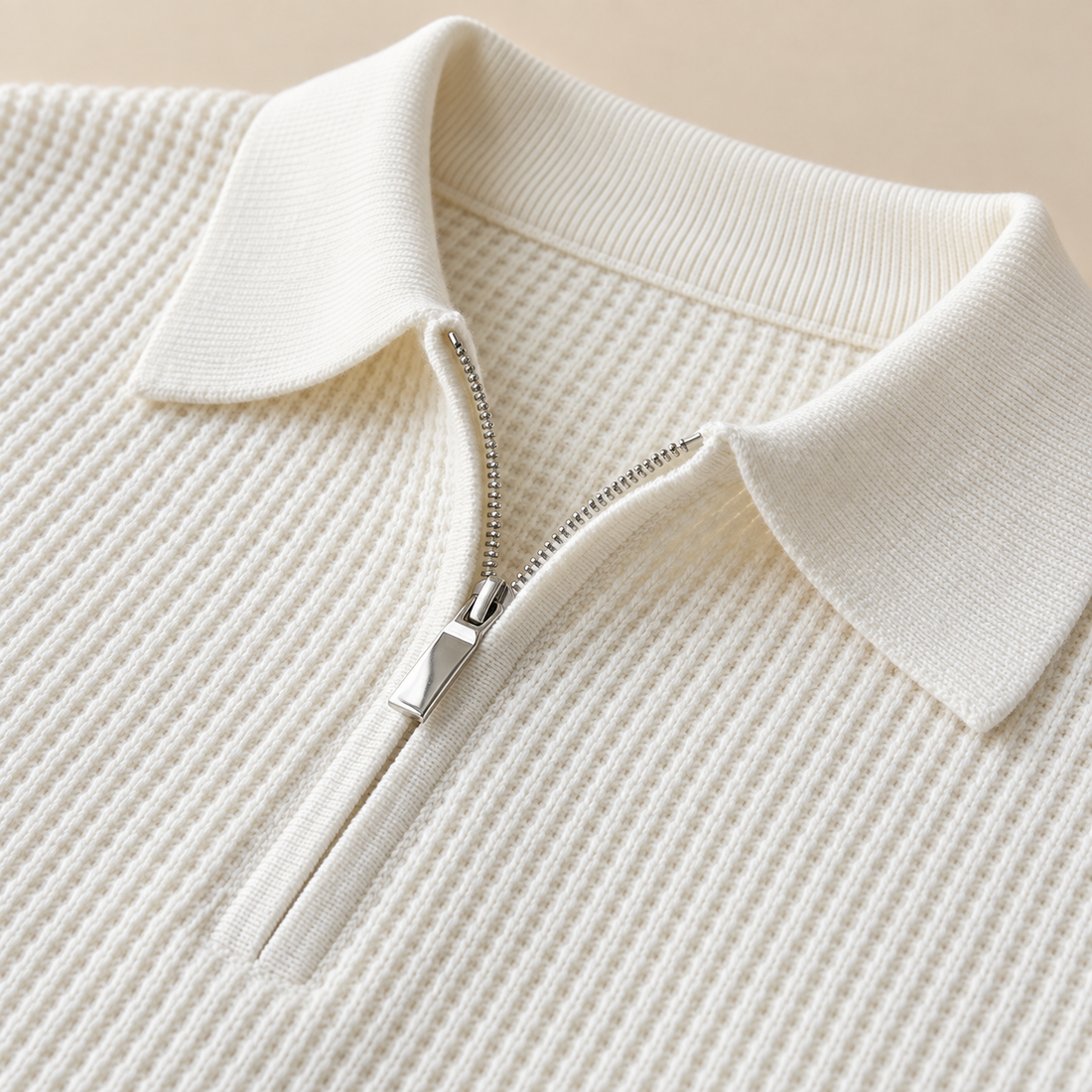 Men's Quarter Zip Jumper Waffle Knit