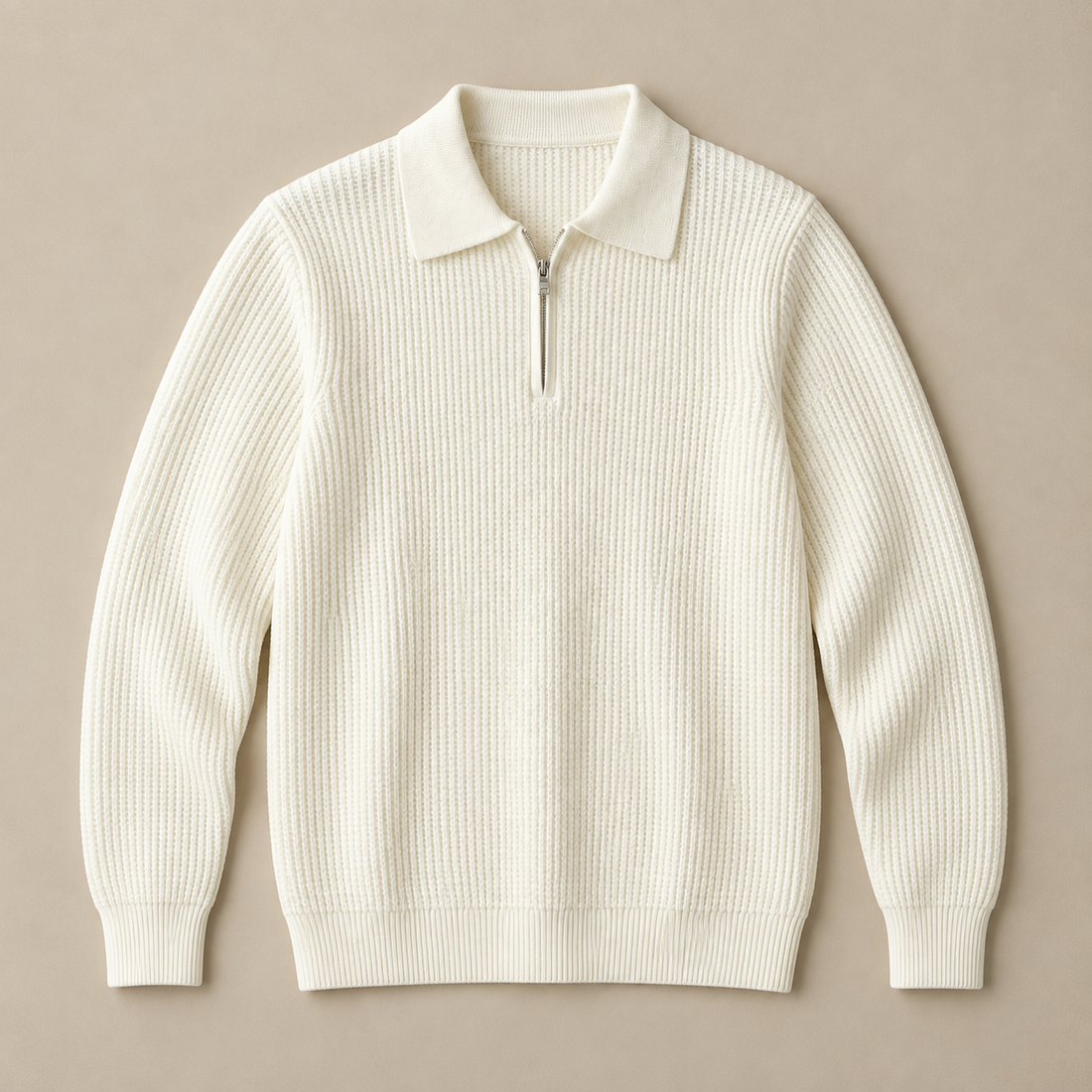 Men's Quarter Zip Jumper Waffle Knit