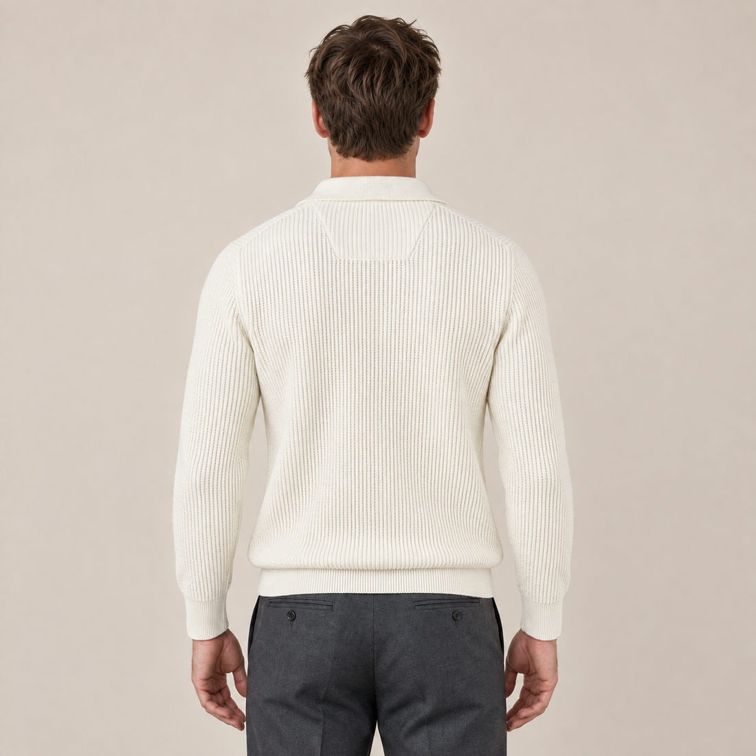 Men's Quarter Zip Jumper Waffle Knit