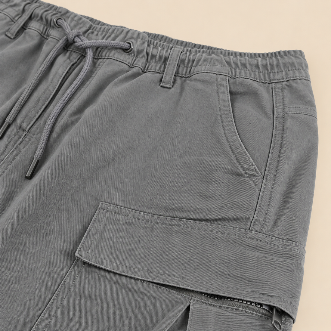 Men's Cargo Trousers with Drawstring Waist