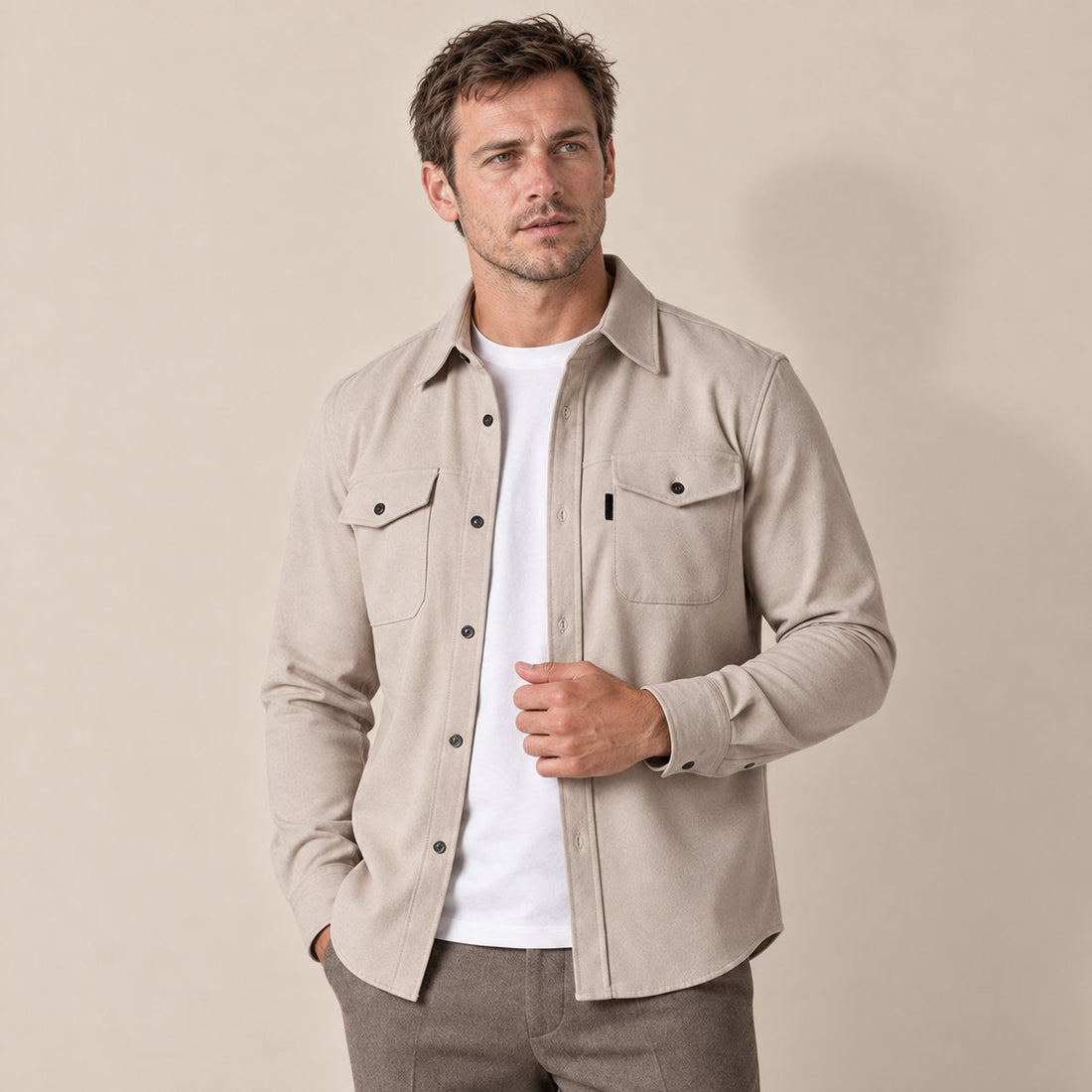 Men's Brushed Slim-Fit Overshirt