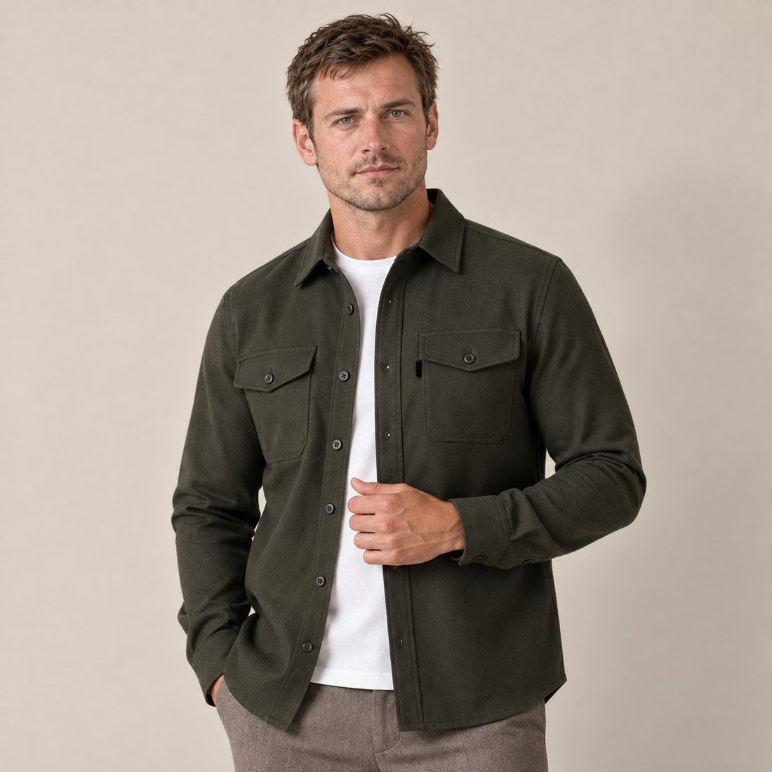 Men's Brushed Slim-Fit Overshirt