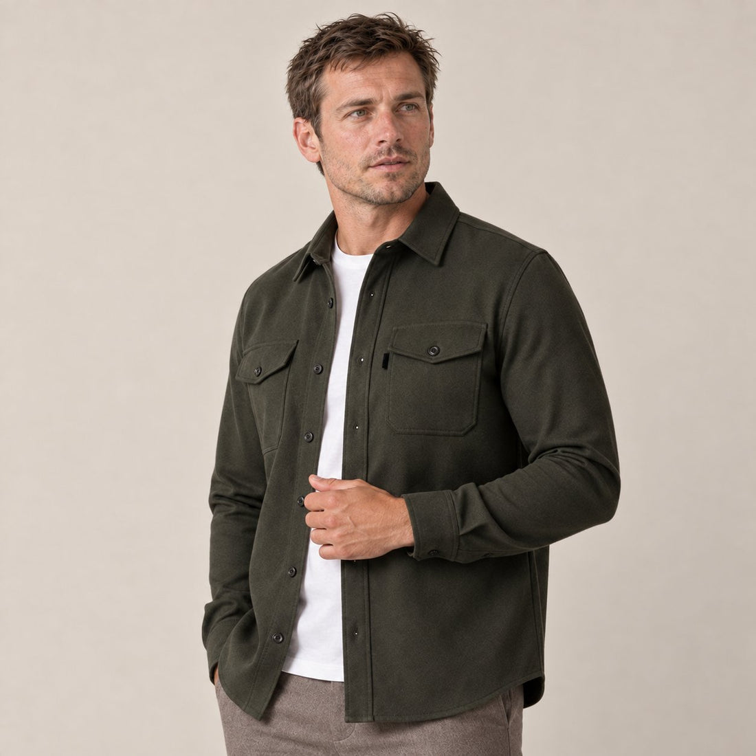 Men's Brushed Slim-Fit Overshirt