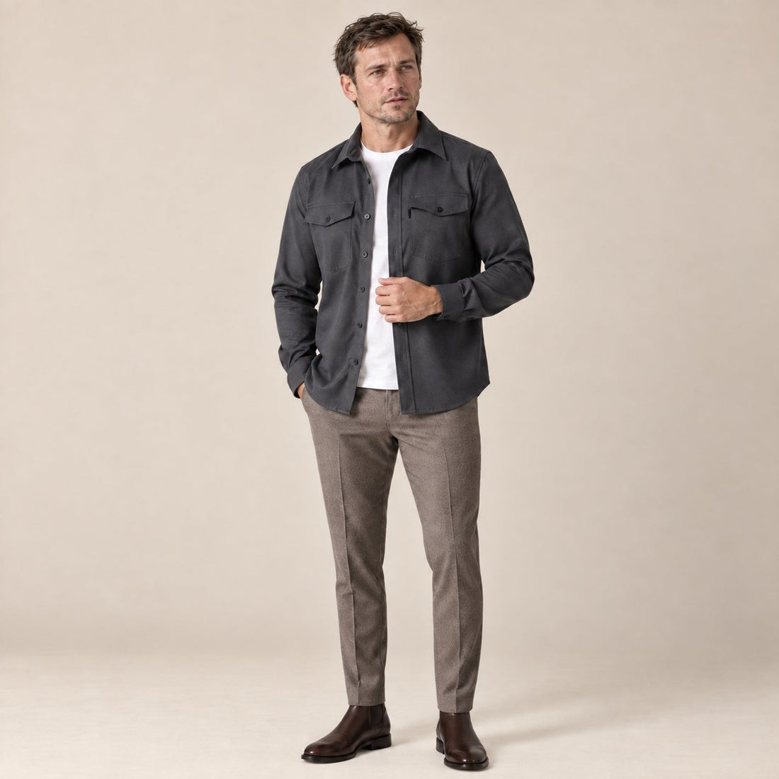 Men's Brushed Slim-Fit Overshirt