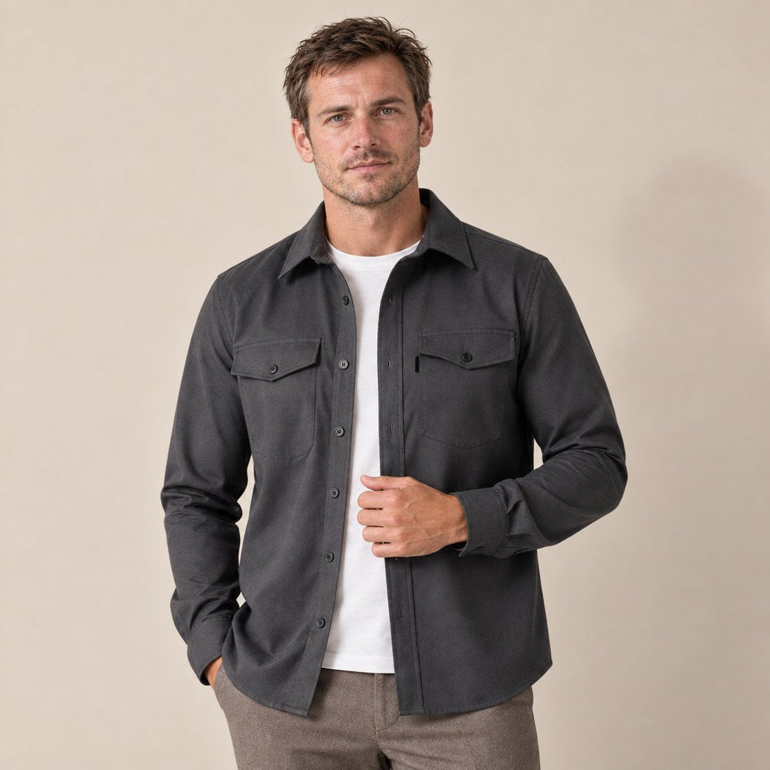 Men's Brushed Slim-Fit Overshirt