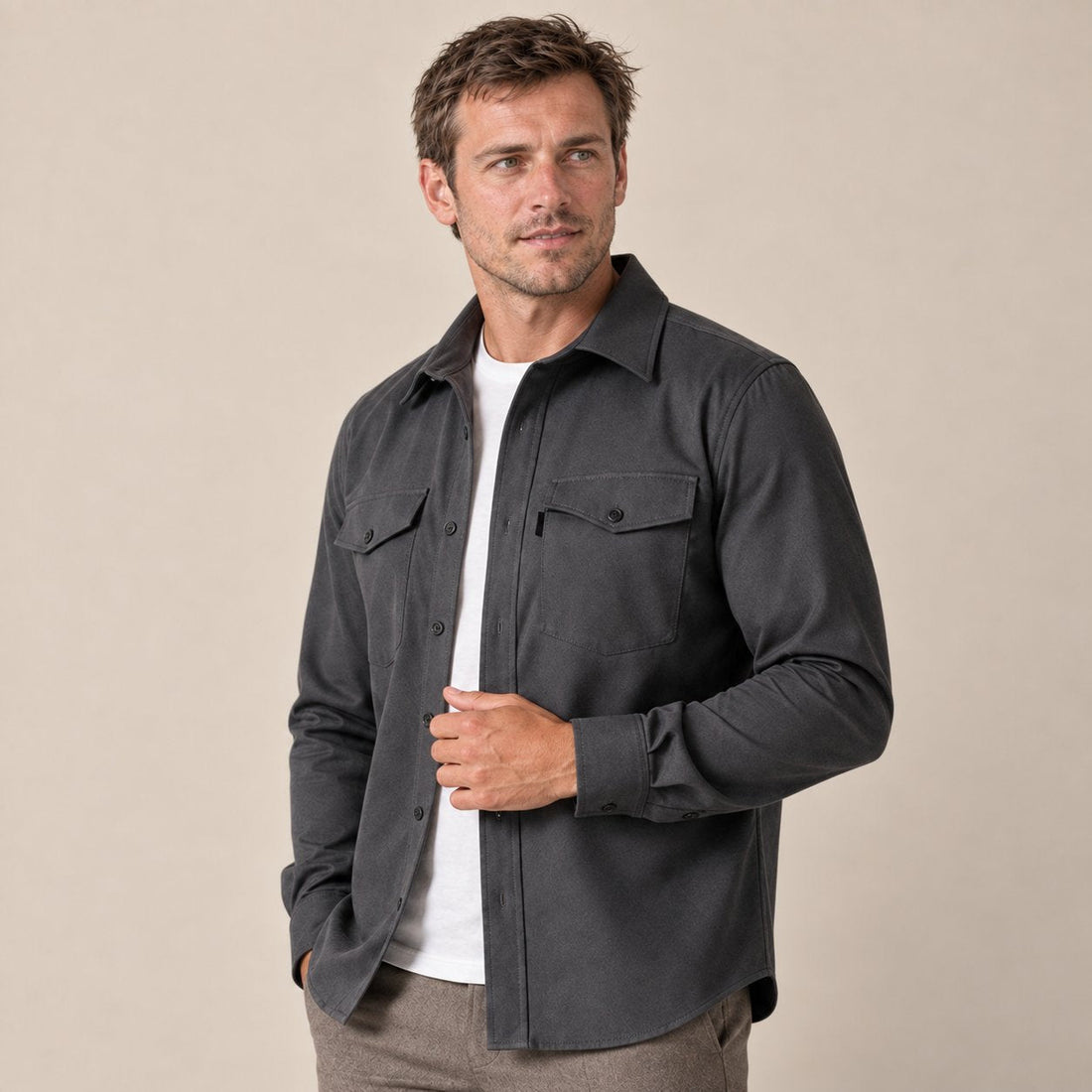 Men's Brushed Slim-Fit Overshirt