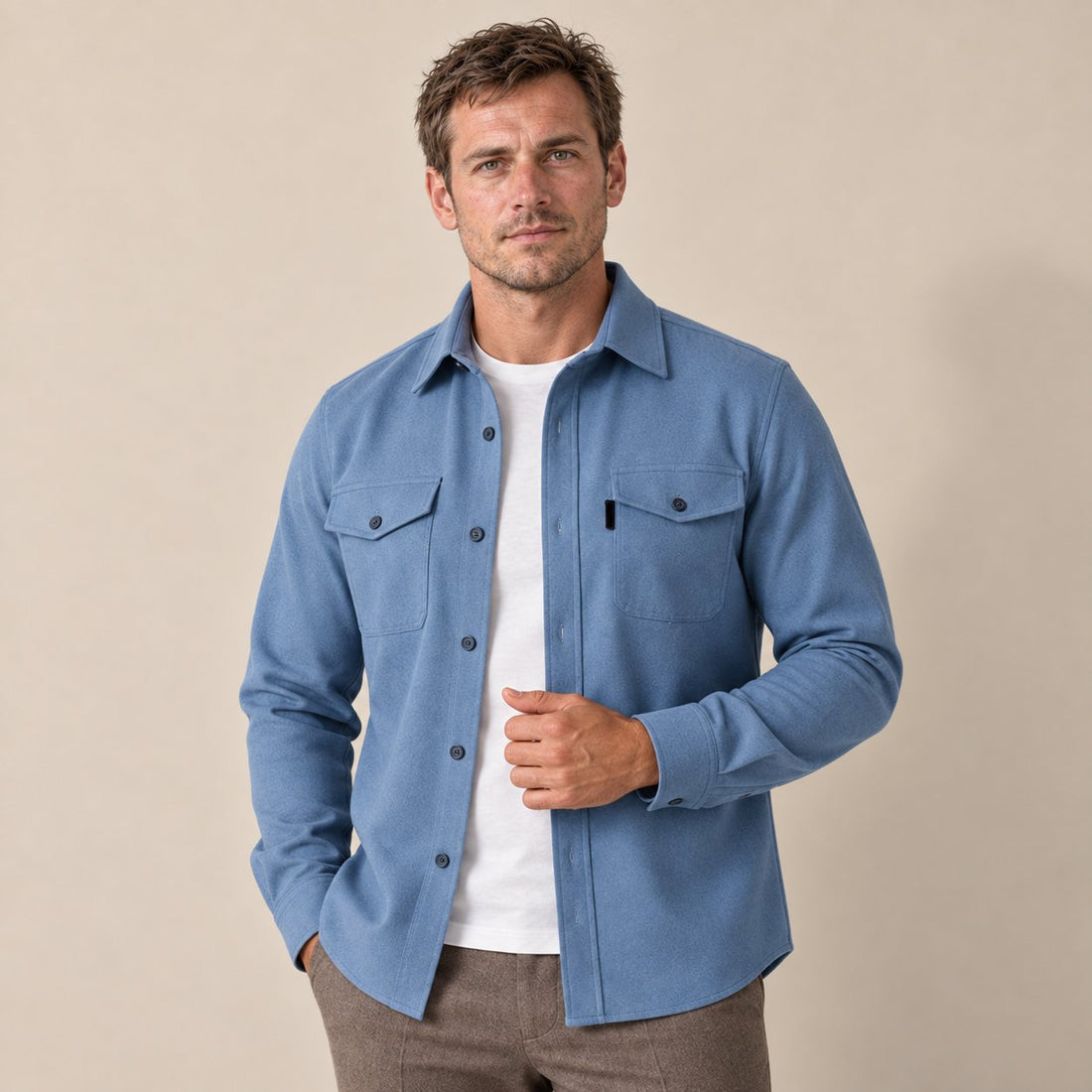 Men's Brushed Slim-Fit Overshirt