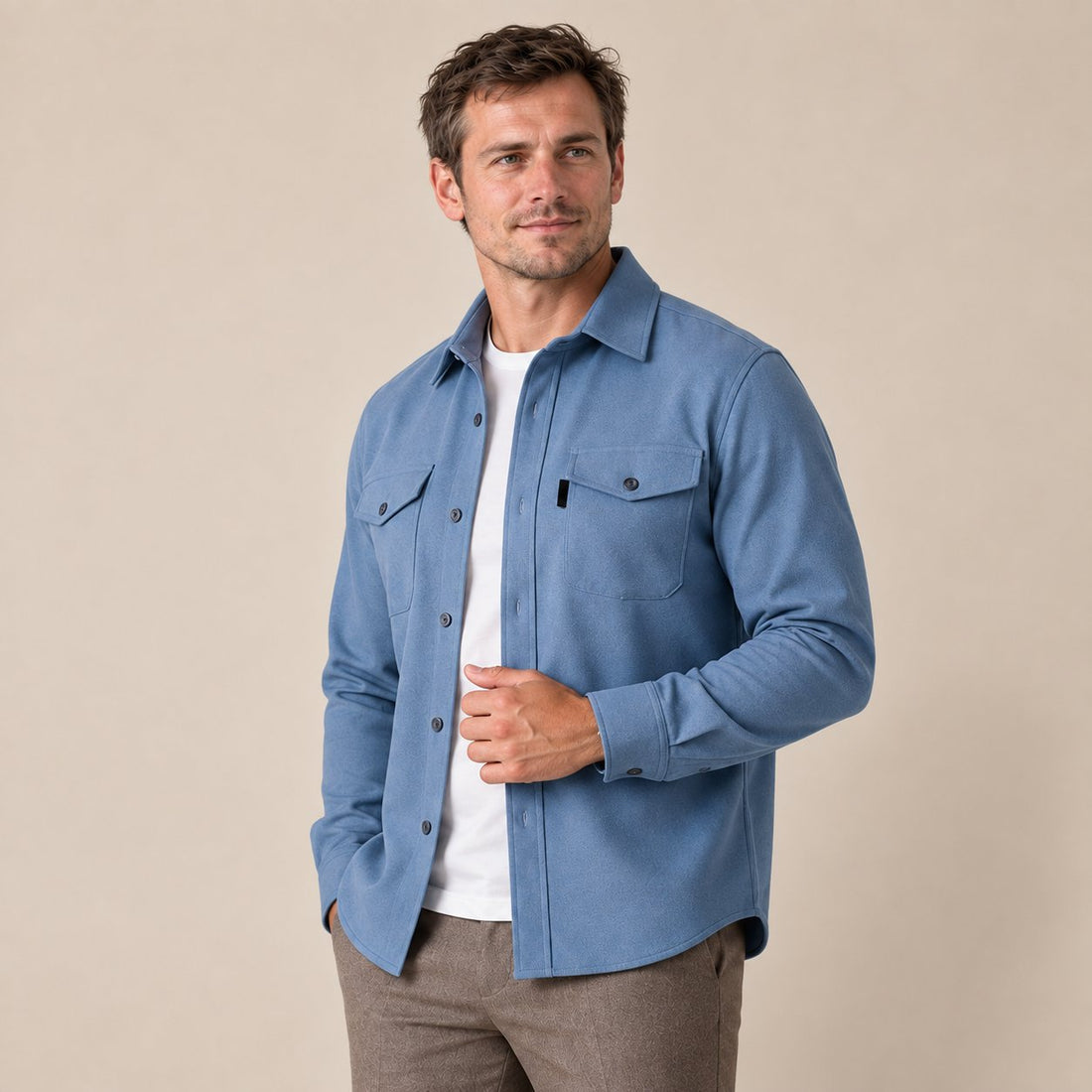 Men's Brushed Slim-Fit Overshirt