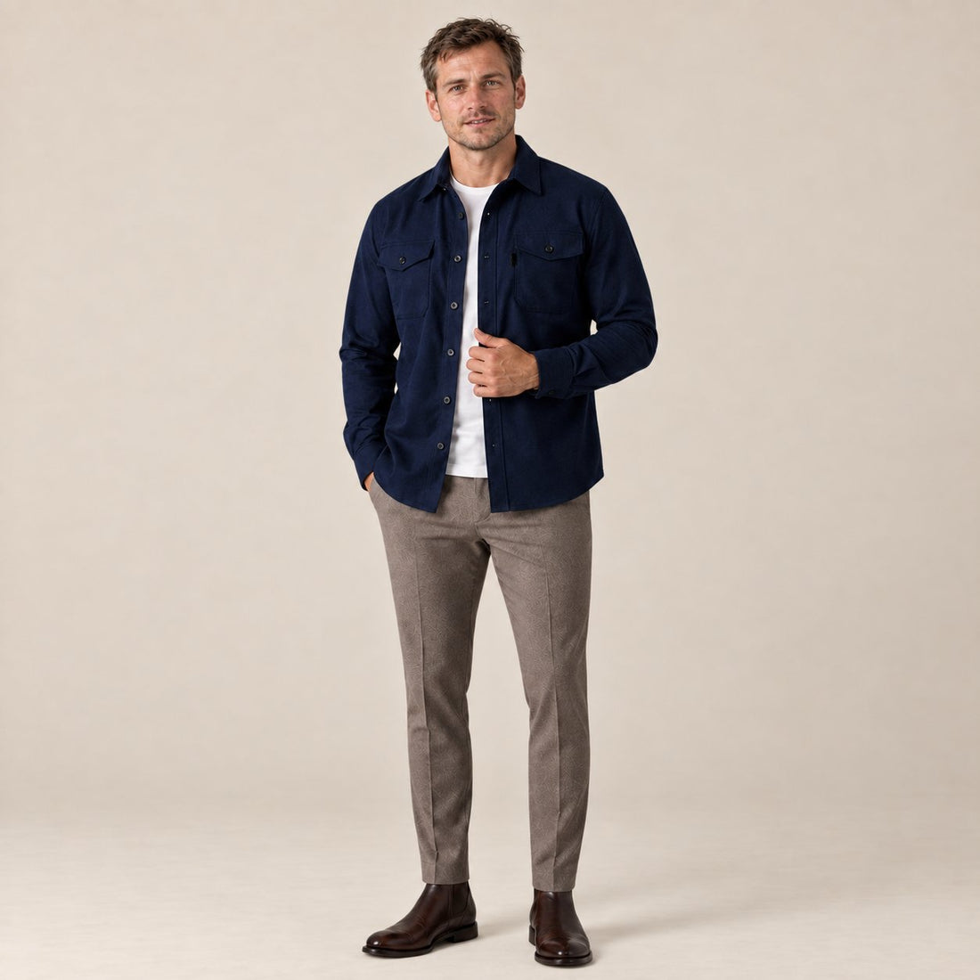 Men's Brushed Slim-Fit Overshirt