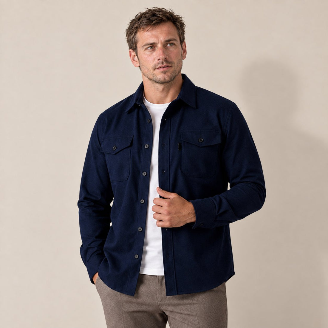 Men's Brushed Slim-Fit Overshirt