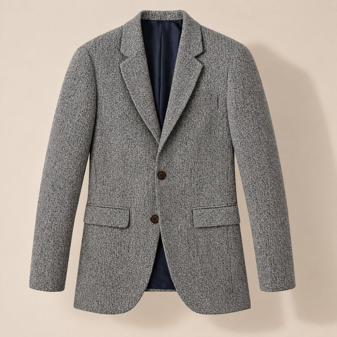 Men's Blazer Herringbone Wool-Blend Tailored